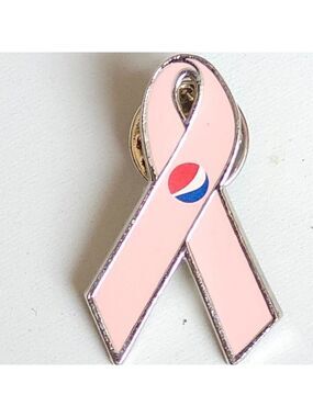PEPSI COLA Enamel Pin Pink Cancer Ribbon Pin Official Breast Cancer Awareness